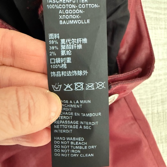 The Kooples high-rise faux leather skinny jeans in dark red BNWT size 29 - Picture 7 of 8